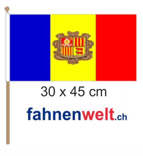 Andorra Fahne am Stab gedruckt | 30 x 45 cm - Bild 1