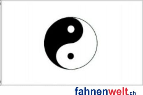 Yin Yang Fahne weiss gedruckt | 90 x 150 cm - Bild 1