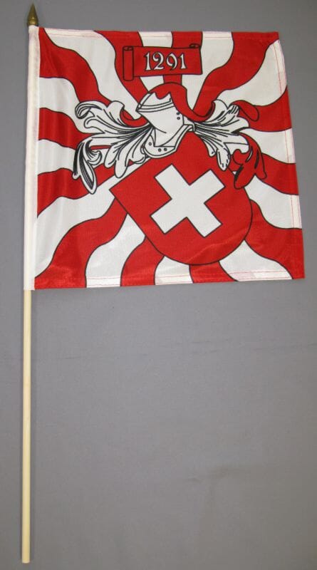 Fahne Schweiz geflammt am Stab aus bestem Stoff | 30 x 30 cm - Bild 1