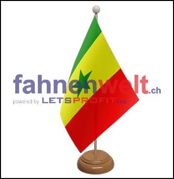 Senegal Tisch-Fahne aus Stoff mit Holzsockel | 22.5 x 15 cm - Bild 1
