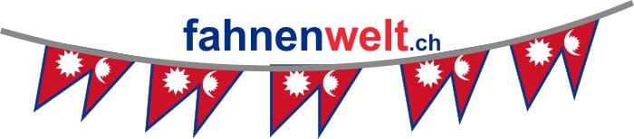 Fahnenkette Nepal gedruckt aus Stoff | 30 Fahnen 15 x 22.5 cm 9 m lang - Bild 1