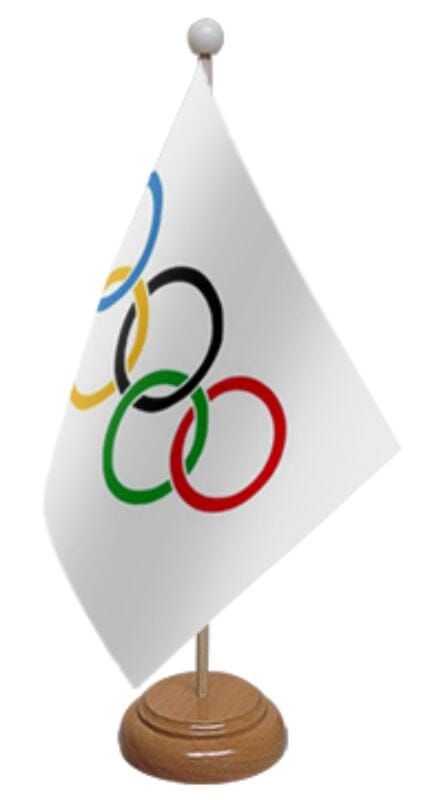 Olympia / Olympische Spiele Tisch-Fahne mit Holzsockel | 22.5 x 15 cm - Bild 1