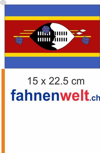 K&ouml;nigreich von Swasiland / Eswatini Fahne / Flagge am Stab Pack &agrave; 4 St&uuml;ck | 15 x 22.5 cm - Bild 1