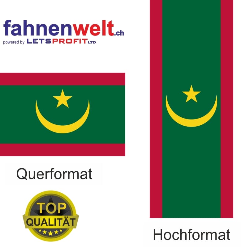 MAURETANIEN Fahne neues Design in Top-Qualit&auml;t gedruckt im Hoch- und Querformat | diverse Gr&ouml;ssen - Bild 1