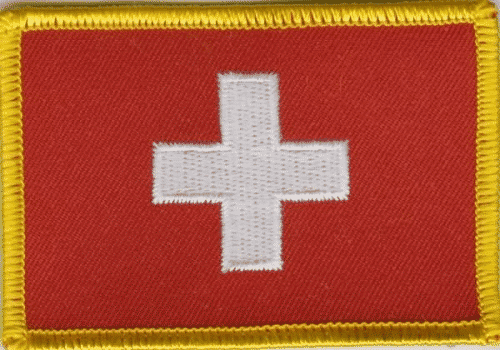 Patch Sticker zum aufb&uuml;geln Schweiz mit goldener Umrandung | 8.5 x 5.5 cm - Bild 1