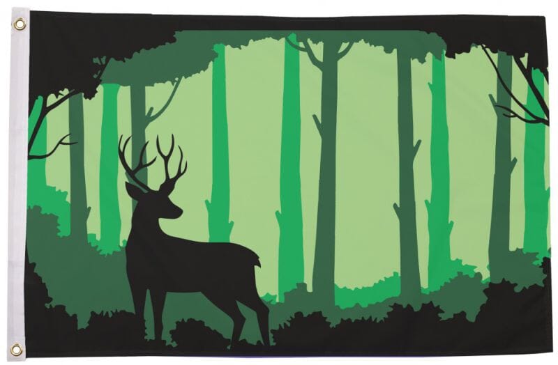 Hirsch Silhouette / Deer Silhouette Fahne aus Stoff | 90 x 150 cm - Bild 1