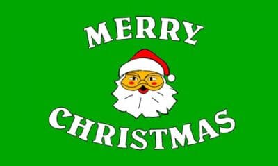 Frohe Weihnachten mit Weihnachtsmann Fahne Merry Christmas Green flag | 90 x 150 cm - Bild 1