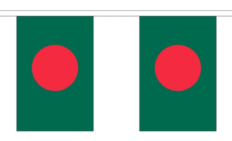 Fahnenkette Bangladesch gedruckt aus Stoff | 30 Fahnen 15 x 22.5 cm 9 m lang - Bild 1