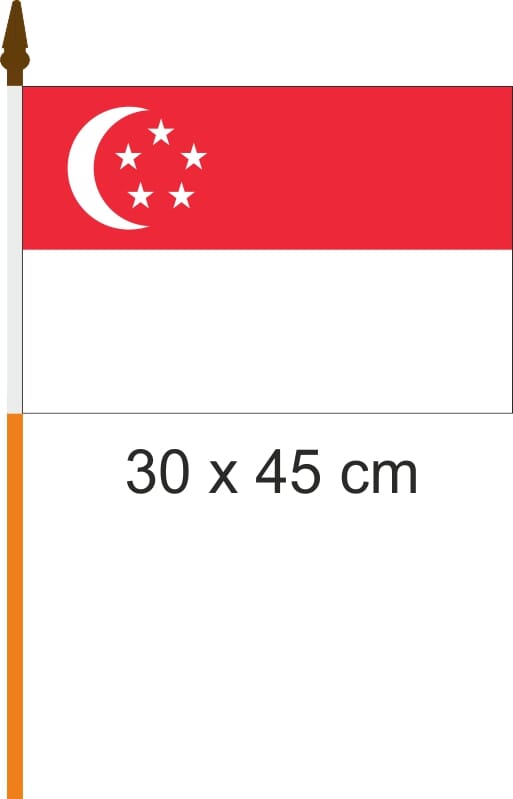 Singapur Fahne / Flagge am Stab | 30 x 45 cm - Bild 1