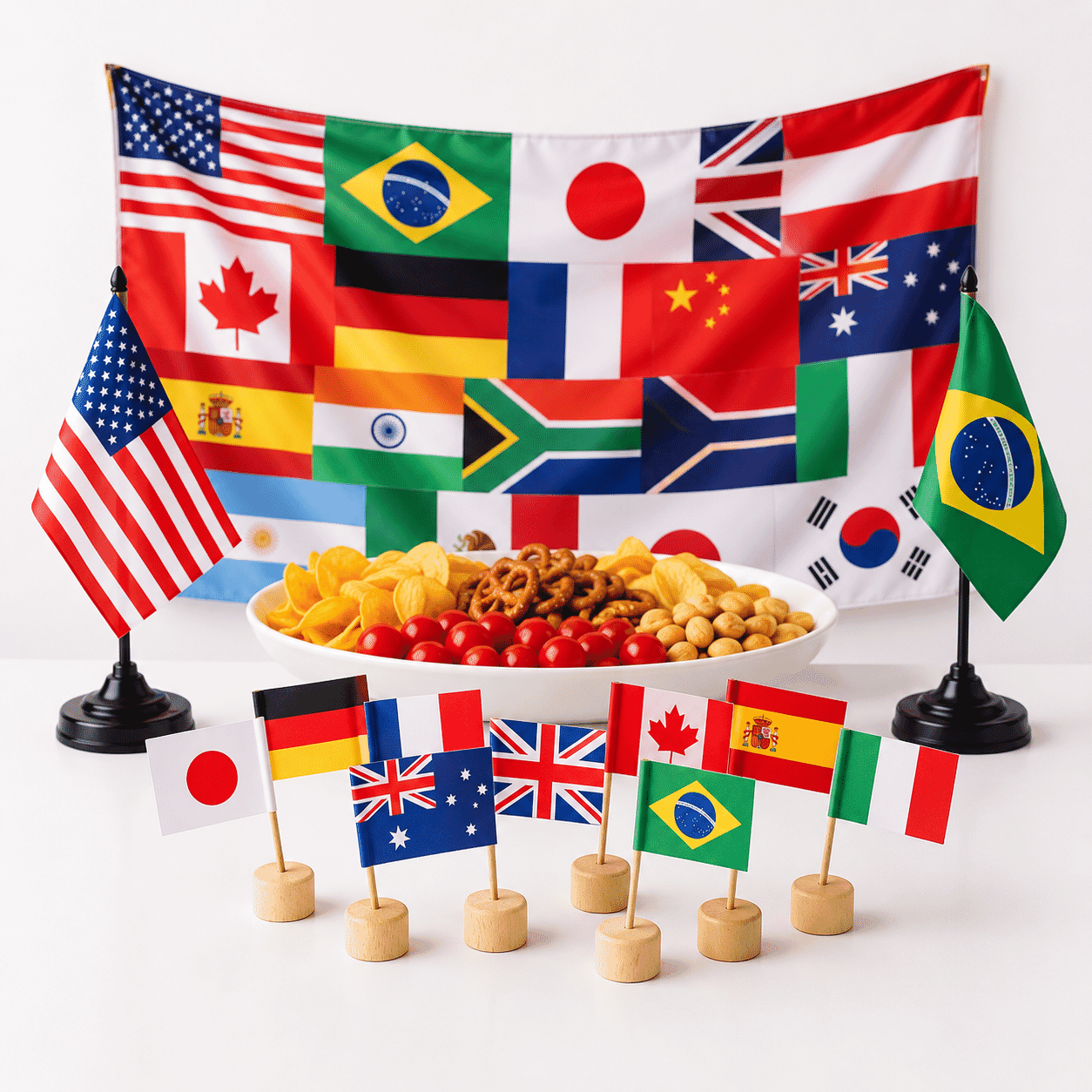 Wunschland Fan-Set mit 2 Tischflaggen, 50 Mini-Fahnen, 10 Holzsockeln und Fahne 60 x 90 cm - Bild 1