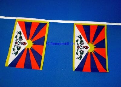 Fahnenkette Tibet gedruckt aus Stoff | 30 Fahnen 15 x 22.5 cm 9 m lang - Bild 1
