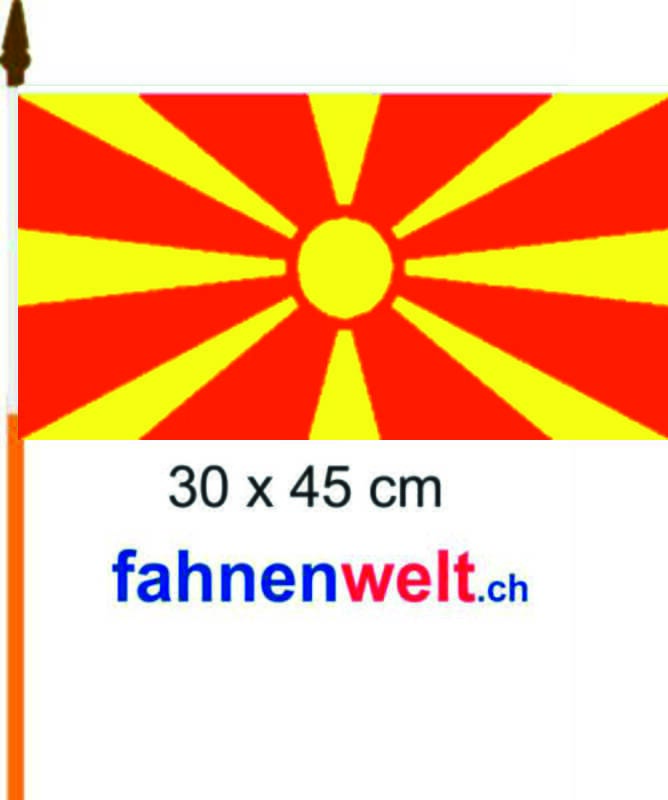Nordmazedonien Fahne / Flagge am Stab | 30 x 45 cm - Bild 1