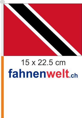 Trinidad und Tobago Fahne / Flagge am Stab Pack &agrave; 4 St&uuml;ck | 15 x 22.5 cm - Bild 1
