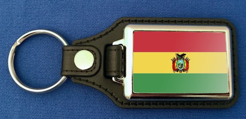 Bolivien mit Wappen Schl&uuml;sselanh&auml;nger aus Metall und Kunstleder | ca. 95 X 37 mm - Bild 1
