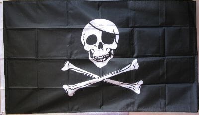Pirat mit gekreuzten Knochen Fahne gedruckt | 150 x 250 cm - Bild 1