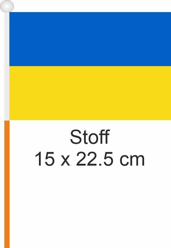 Ukraine Fahne / Flagge am Stab Pack &agrave; 4 St&uuml;ck | 15 x 22.5 cm - Bild 1