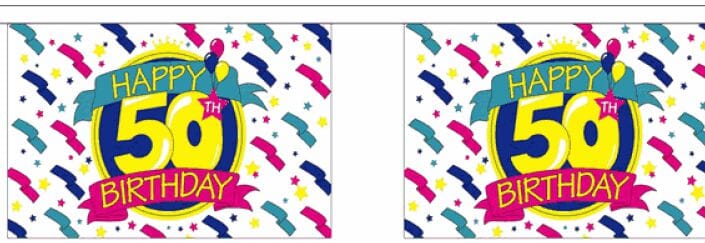 Stoff Fahnenkette Happy Birthday 50 | 30 Fahnen 15 x 25 cm 9 m lang - Bild 1