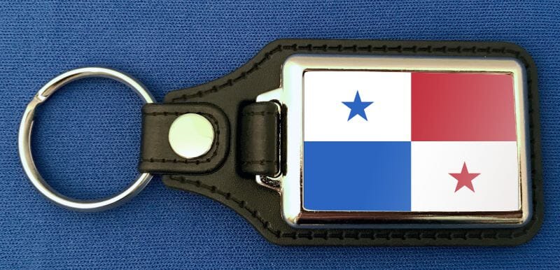 Panama Schl&uuml;sselanh&auml;nger aus Metall und Kunstleder | ca. 95 X 37 mm - Bild 1