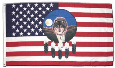 US Federn mit Wolf Fahne gedruckt | 90 x 150 cm - Bild 1