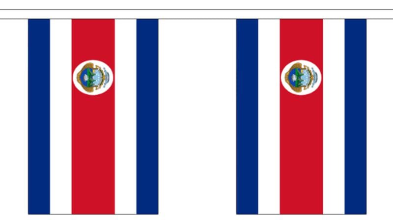 Fahnenkette Costa Rica gedruckt aus Stoff | 30 Fahnen 15 x 22.5 cm 9 m lang - Bild 1