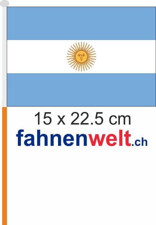 53677, Argentinien Fahne / Flagge am Stab Pack à 4 Stück | 15 x 22.5 cm
