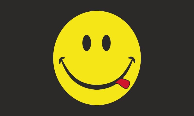 Smiley / Smilie Acid mit schwarzem Hintergrund Fahne gedruckt | 90 x 150 cm - Bild 1
