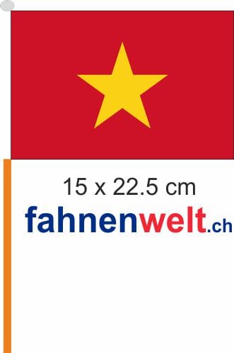 Vietnam Fahne / Flagge am Stab Pack &agrave; 4 St&uuml;ck | 15 x 22.5 cm - Bild 1