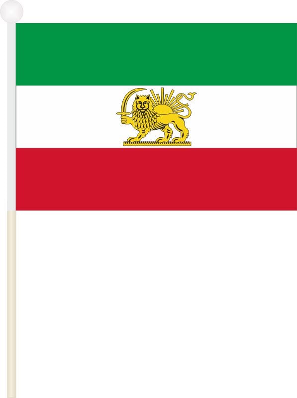 Iran Persien Staatsflagge 1964&ndash;1979 Fahne / Flagge am Stab Pack &agrave; 4 St&uuml;ck | 15.5 x 22.5 cm - Bild 1