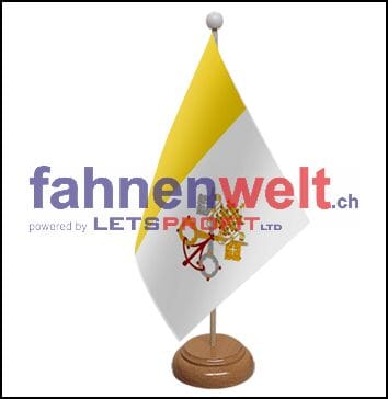 Vatikan Tisch-Fahne aus Stoff mit Holzsockel | 22.5 x 15 cm - Bild 1