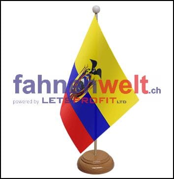 Ecuador Tisch-Fahne aus Stoff mit Holzsockel | 22.5 x 15 cm - Bild 1