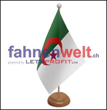 Algerien Tisch-Fahne aus Stoff mit Holzsockel | 22.5 x 15 cm - Bild 1