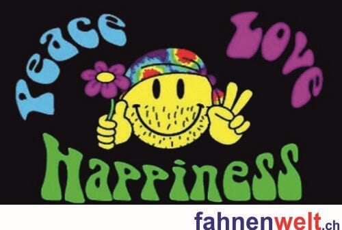 Frieden, Liebe und Gl&uuml;ck / Peace, Love and Happiness Fahne gedruckt | 90 x 150 cm - Bild 1