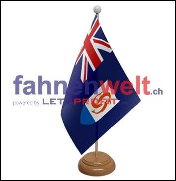 Anguilla Tisch-Fahne aus Stoff mit Holzsockel | 22.5 x 15 cm - Bild 1