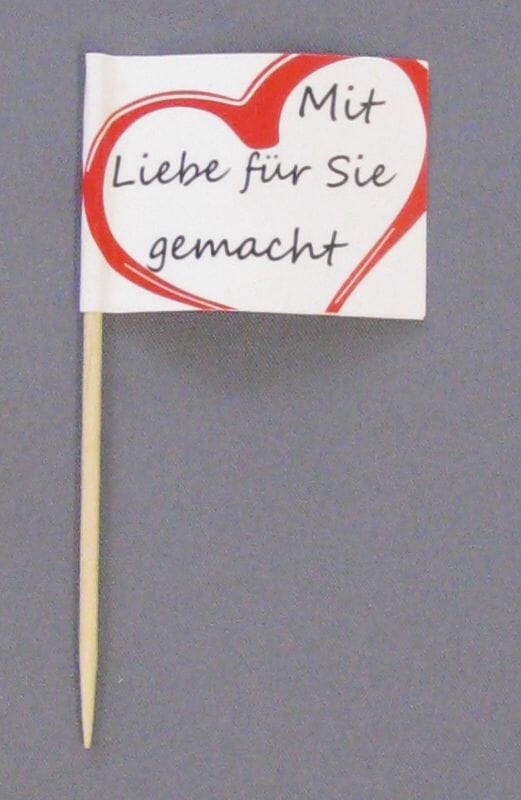 Mini-Fahnen Mit Liebe gemacht Pack &agrave; 50 St&uuml;ck | 30 x 40 mm - Bild 1