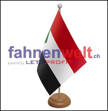 Sudan Tisch-Fahne aus Stoff mit Holzsockel | 22.5 x 15 cm - Bild 1