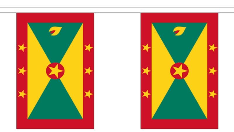 Fahnenkette Grenada gedruckt aus Stoff | 30 Fahnen 15 x 22.5 cm 9 m lang - Bild 1