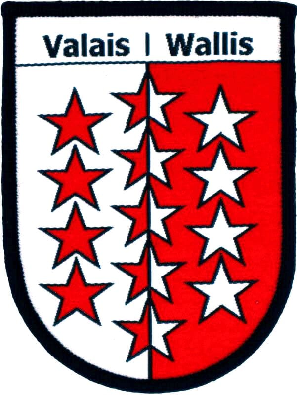 Patch gewoben zum aufb&uuml;geln Wallis Wappen unten rund | 6 x 8 cm - Bild 1