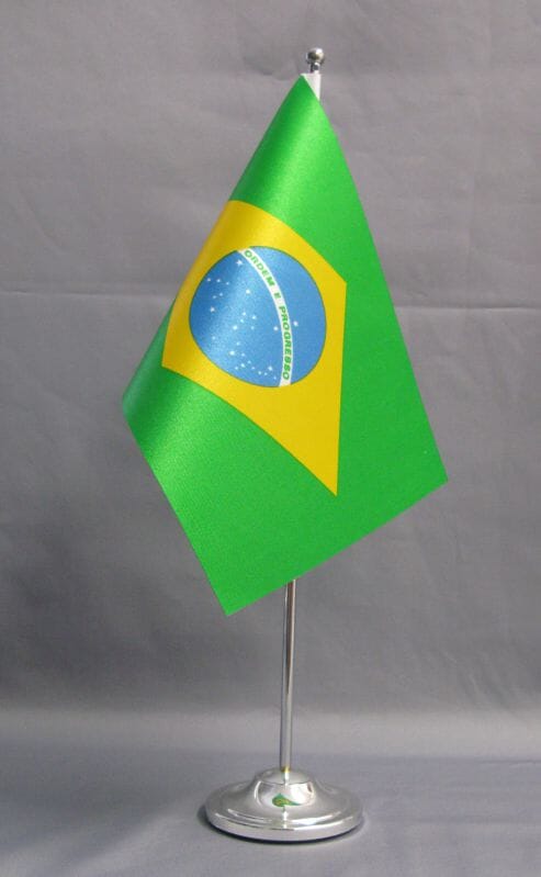 Brasilien Tisch-Fahne DeLuxe ohne St&auml;nder | 15.5 x 24 cm - Bild 1