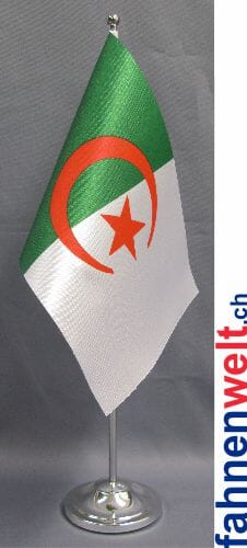 Algerien Tisch-Fahne DeLuxe ohne St&auml;nder | 15.5 x 24 cm - Bild 1