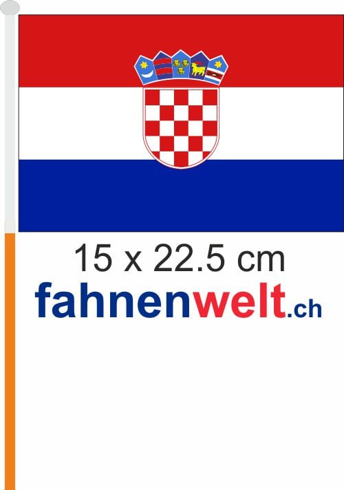Kroatien Fahne / Flagge am Stab Pack &agrave; 4 St&uuml;ck | 15 x 22.5 cm - Bild 1