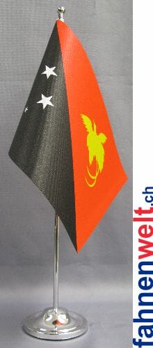 Papua Neuguinea Tisch-Fahne DeLuxe ohne St&auml;nder | 15.5 x 24 cm - Bild 1