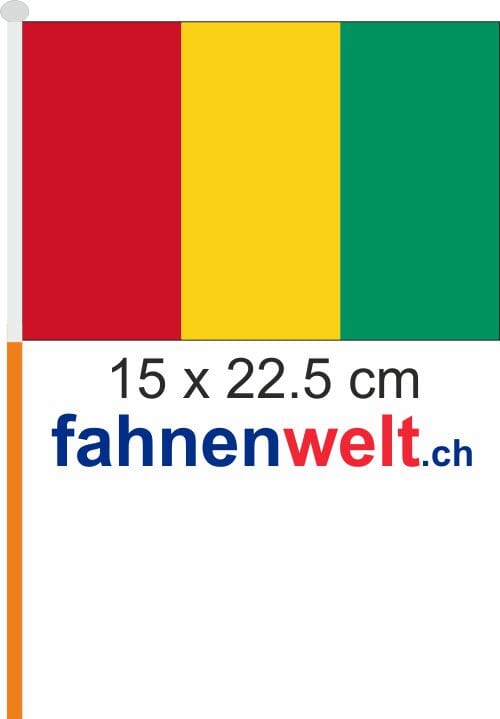 Guinea Fahne / Flagge am Stab Pack &agrave; 4 St&uuml;ck | 15 x 22.5 cm - Bild 1