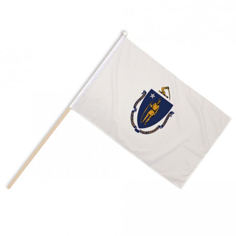 Massachusetts Fahne / Flagge am Stab Pack &agrave; 4 St&uuml;ck | 15 x 22.5 cm - Bild 1