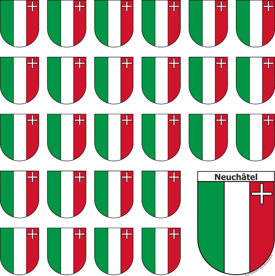 Aufkleber Sticker Neuenburg/Neuchatel mit grosser und 26 kleinen Wappen - Bild 1