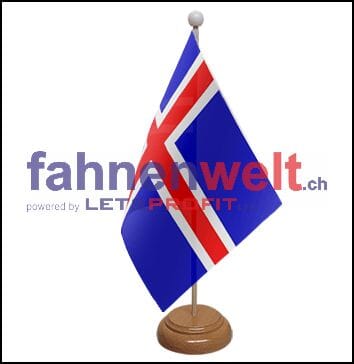 Island Tisch-Fahne aus Stoff mit Holzsockel | 22.5 x 15 cm - Bild 1
