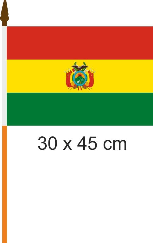 Bolivien Fahne am Stab gedruckt | 30 x 45 cm - Bild 1