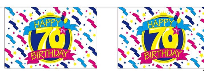 Stoff Fahnenkette Happy Birthday 70 | 30 Fahnen 15 x 25 cm 9 m lang - Bild 1