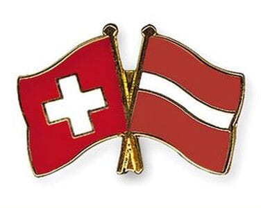 Freundschaftspin Schweiz-Lettland | Gr&ouml;sse ca. 22mm - Bild 1