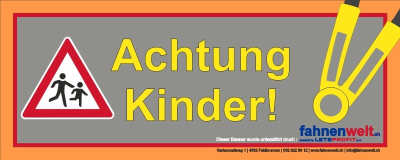 Banner Achtung Kinder | 80 x 200 cm - Bild 1