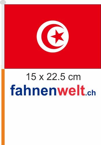 Tunesien Fahne / Flagge am Stab Pack &agrave; 4 St&uuml;ck | 15 x 22.5 cm - Bild 1